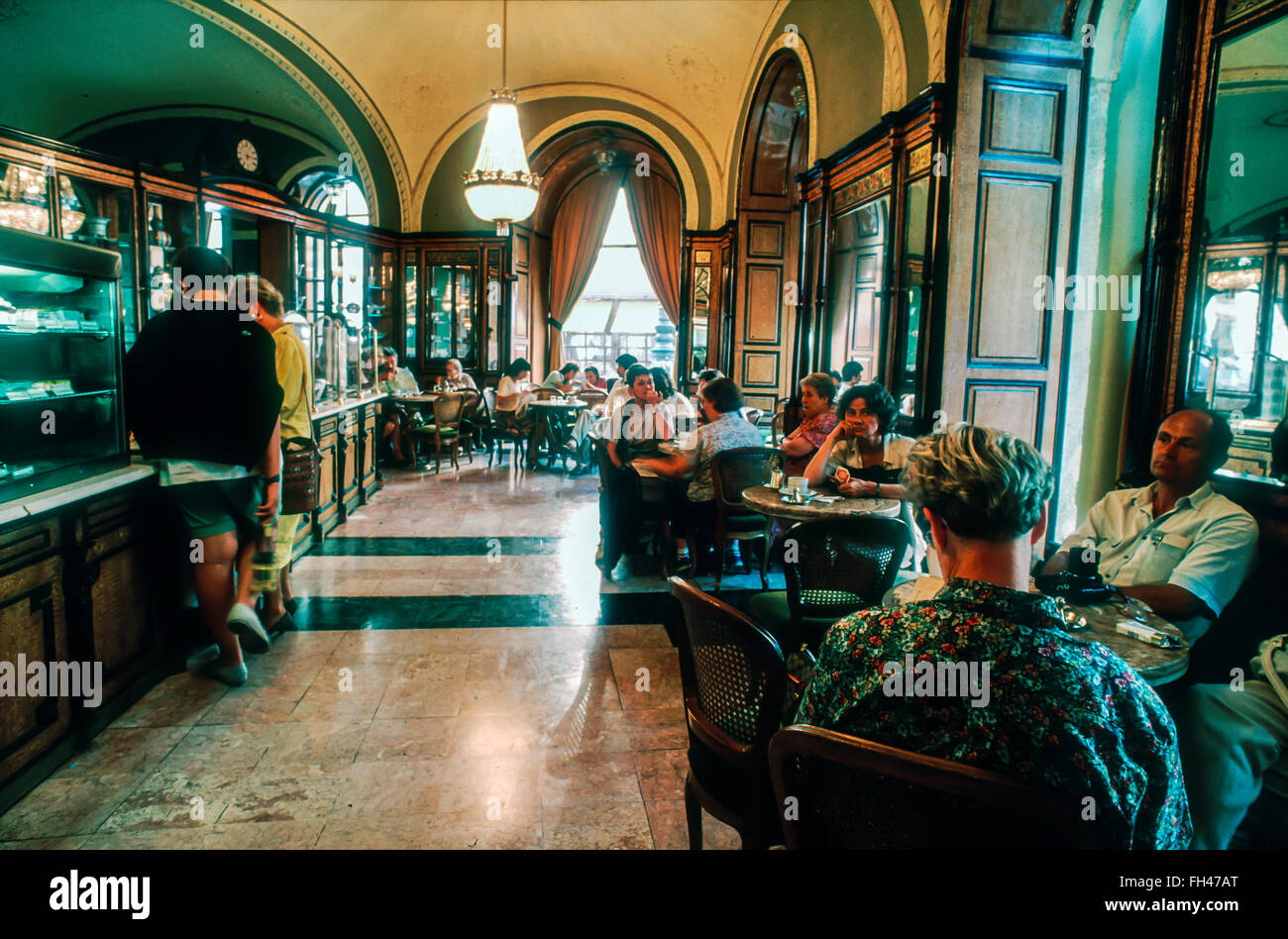 Budapest, Hungary Hungarian Cafe, busy coffee shop interior, Crowd