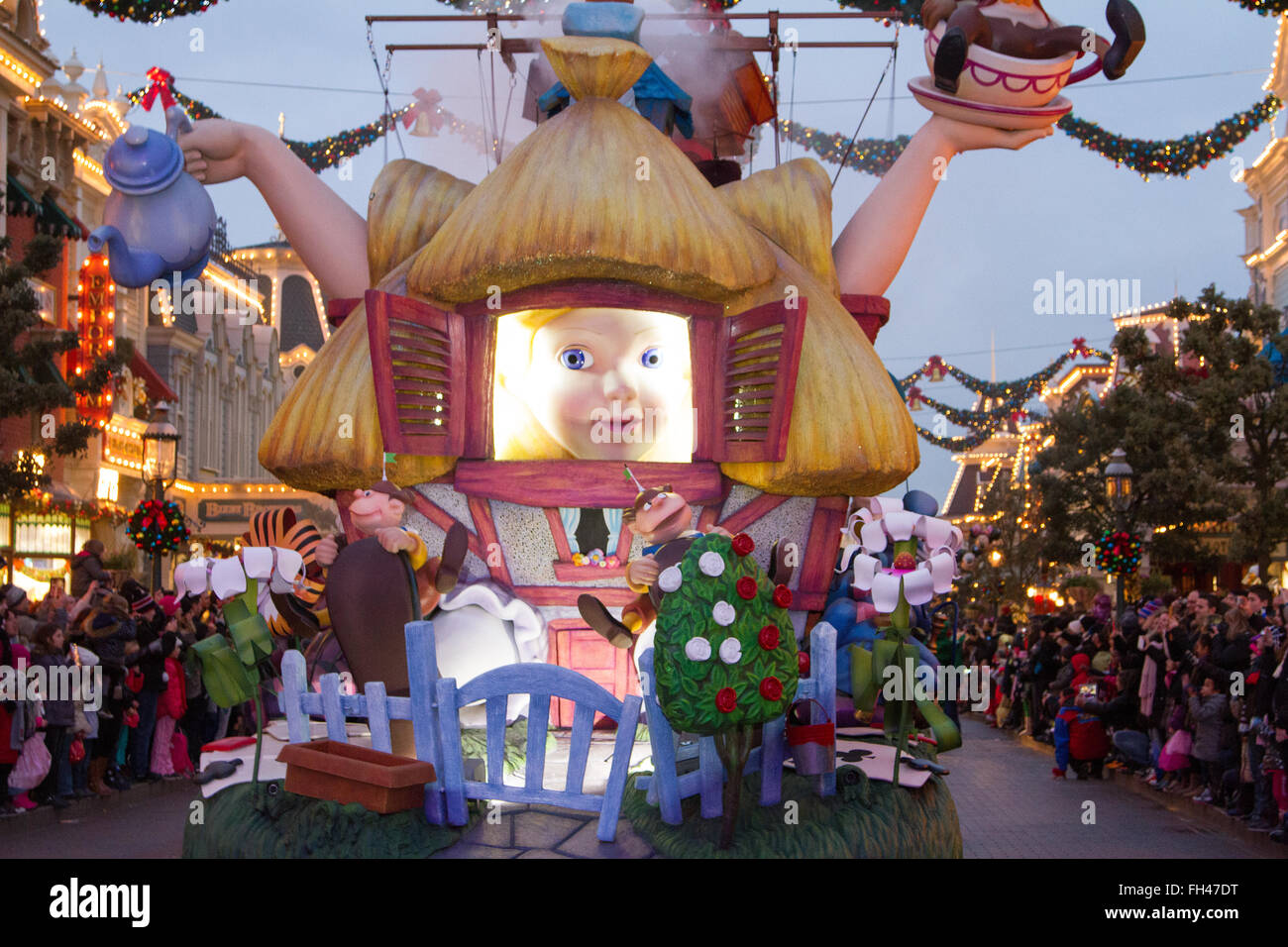 Disney Christmas parade Marne La Valée France Stock Photo