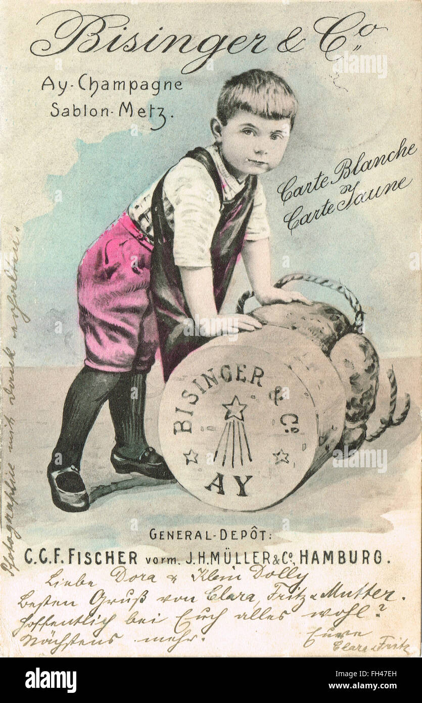 1903 French postcard Bisinger Champagne Stock Photo