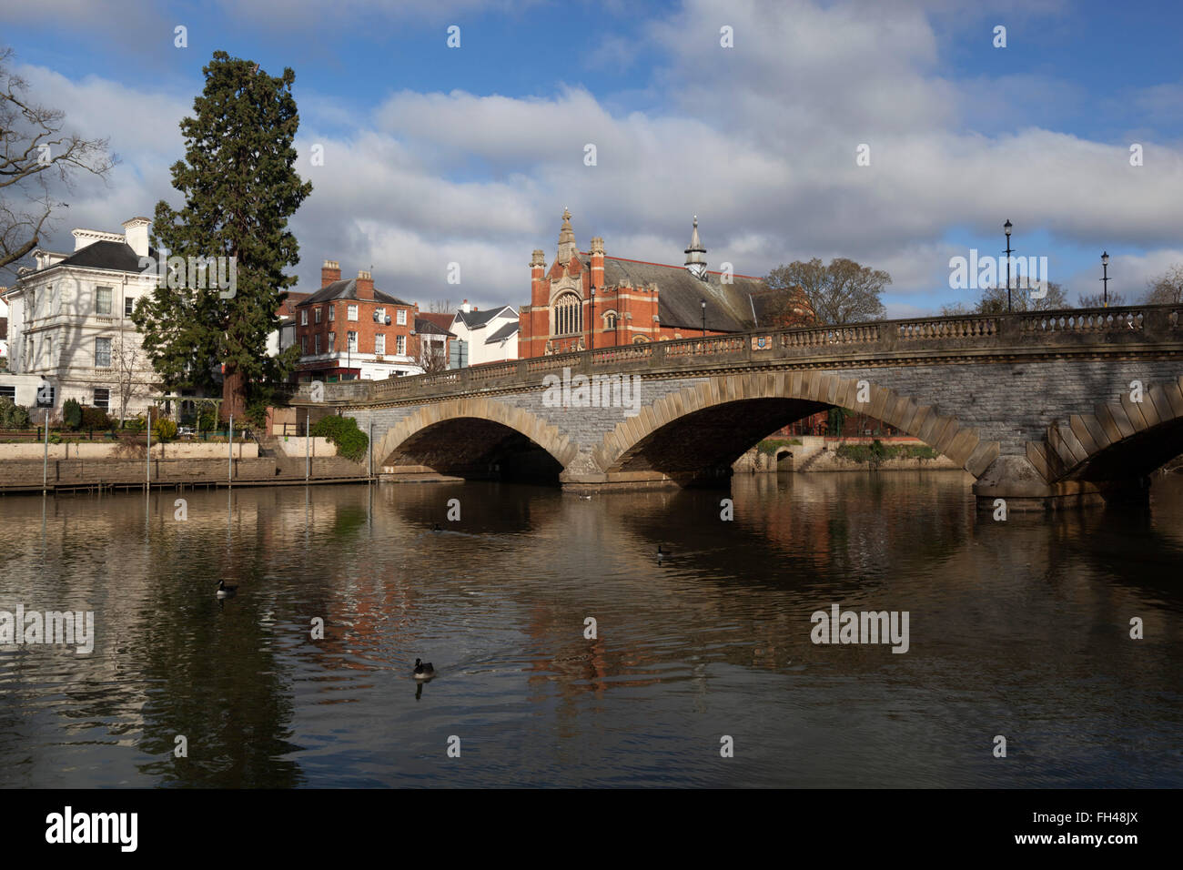 Evesham Methodist Church and River Avon, Evesham, Worcestershire