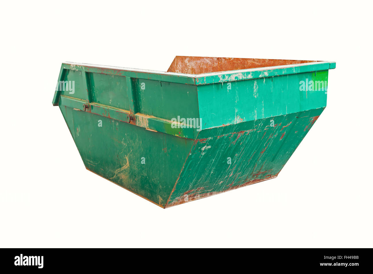 Two Old Metal Garbage Trash Containers Isolated On White Background Stock  Photo, Picture and Royalty Free Image. Image 10763151.