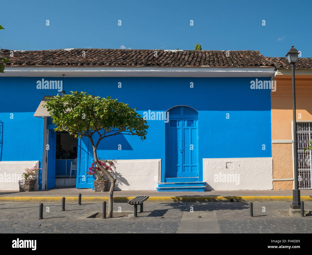 Entrance Door and Facade in Granada, Nicaragua Stock Photo