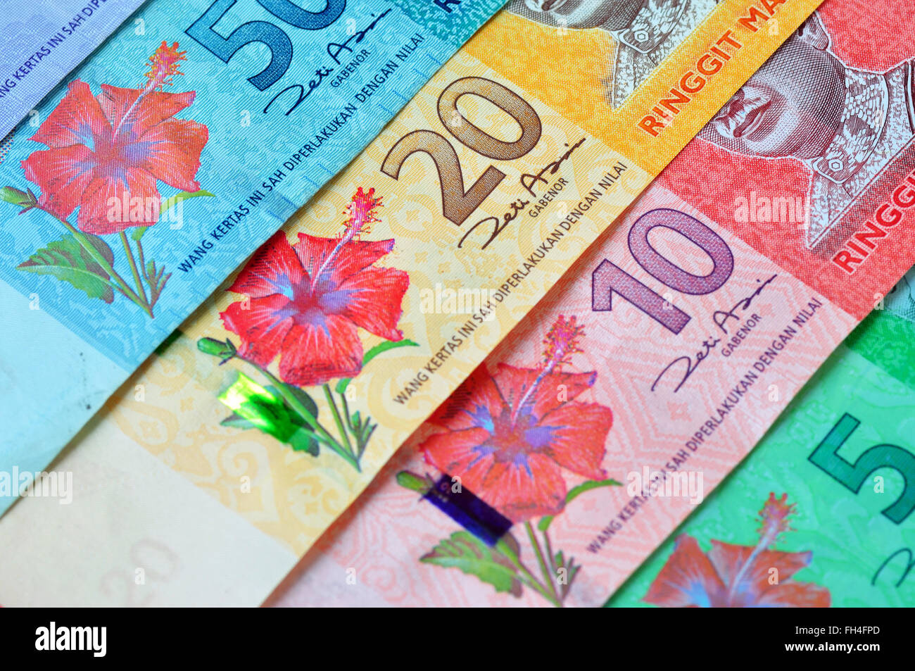 close up of ringgit malaysia currency FH4FPD