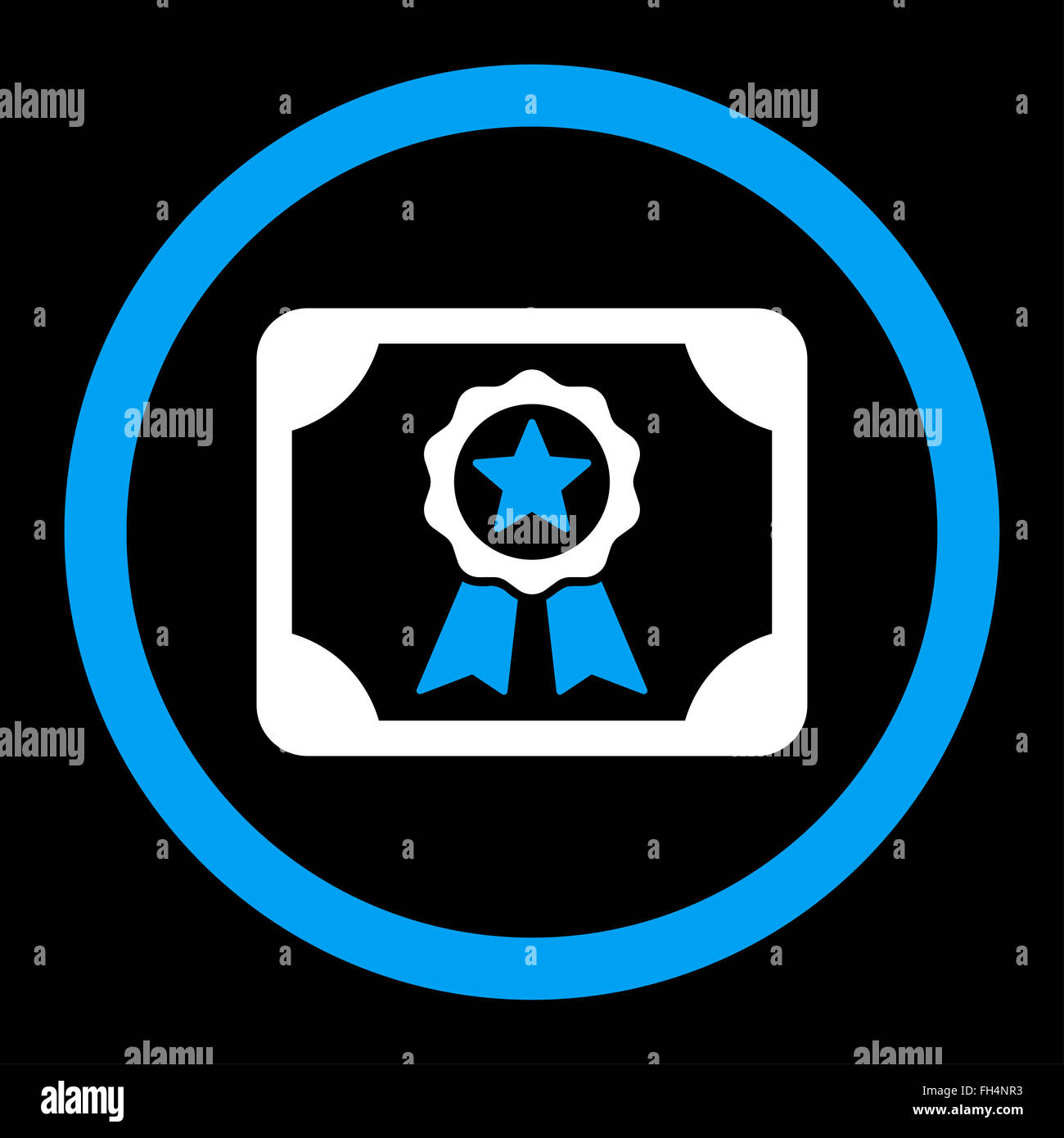 Certificate flat blue and white colors rounded vector icon Stock Photo ...