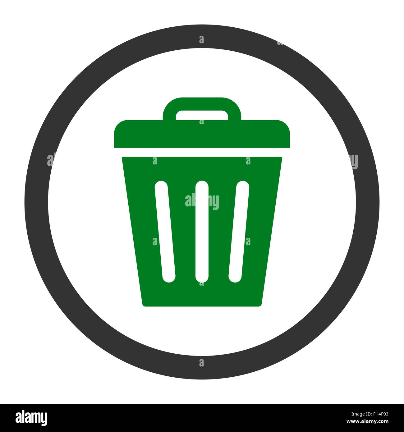 Trash Can flat green and gray colors rounded vector icon Stock Photo ...