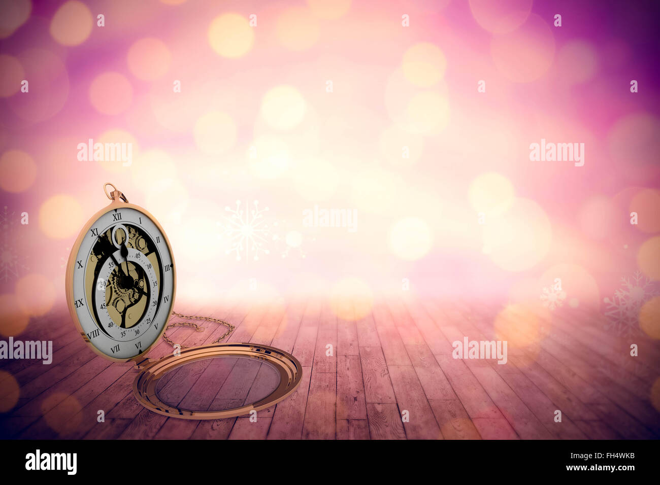 Composite image of antique pocket clock with chain Stock Photo