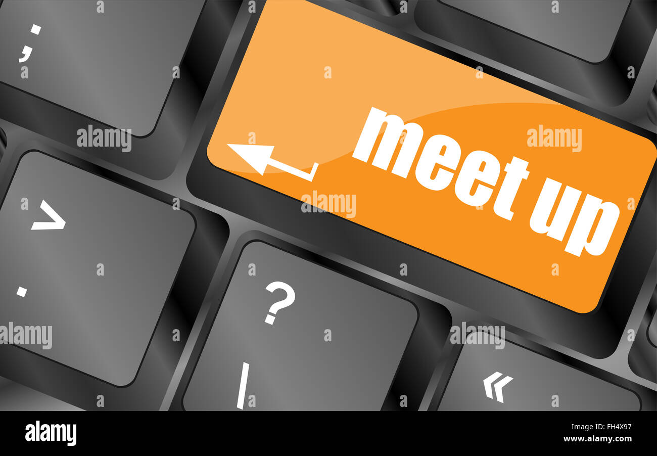 Meeting (meet up) sign button on keyboard with soft focus, vector illustration Stock Photo