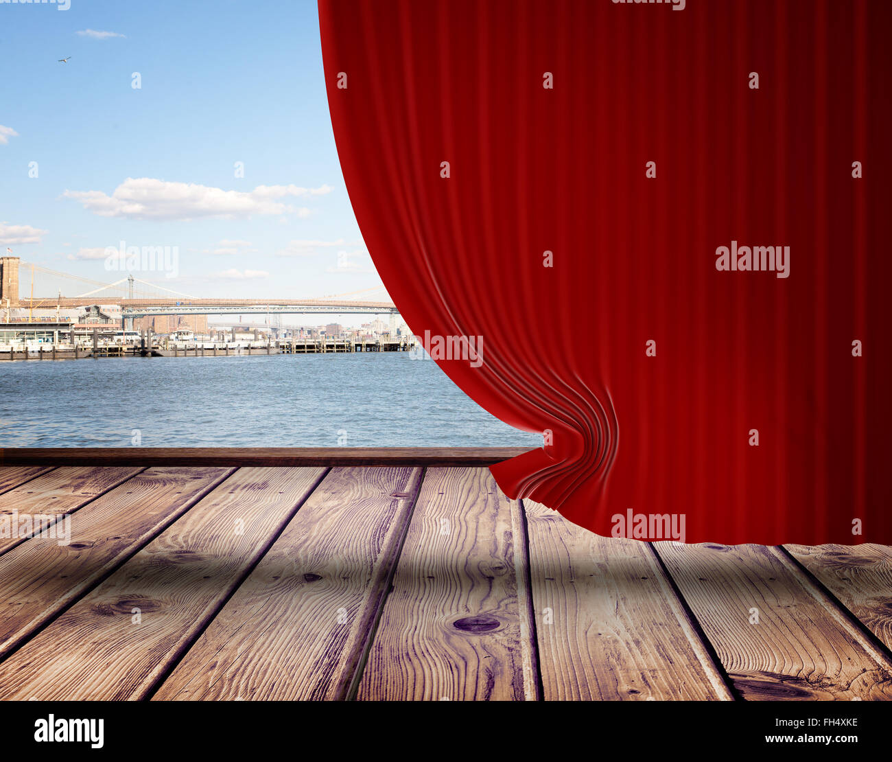 Red curtain pulling back Stock Photo Alamy
