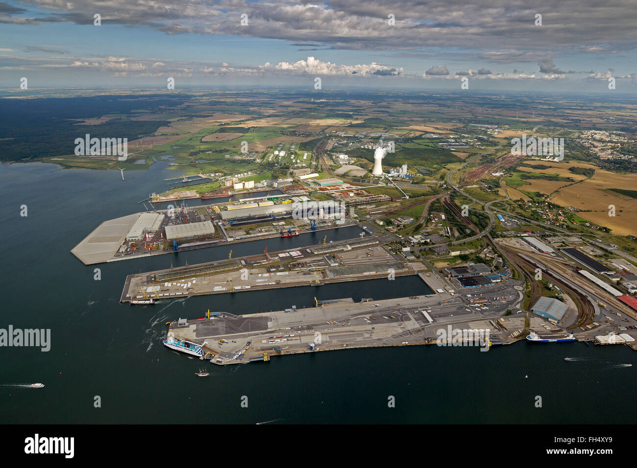 Aerial view, international port of Rostock, Rostock, Baltic Sea, Baltic