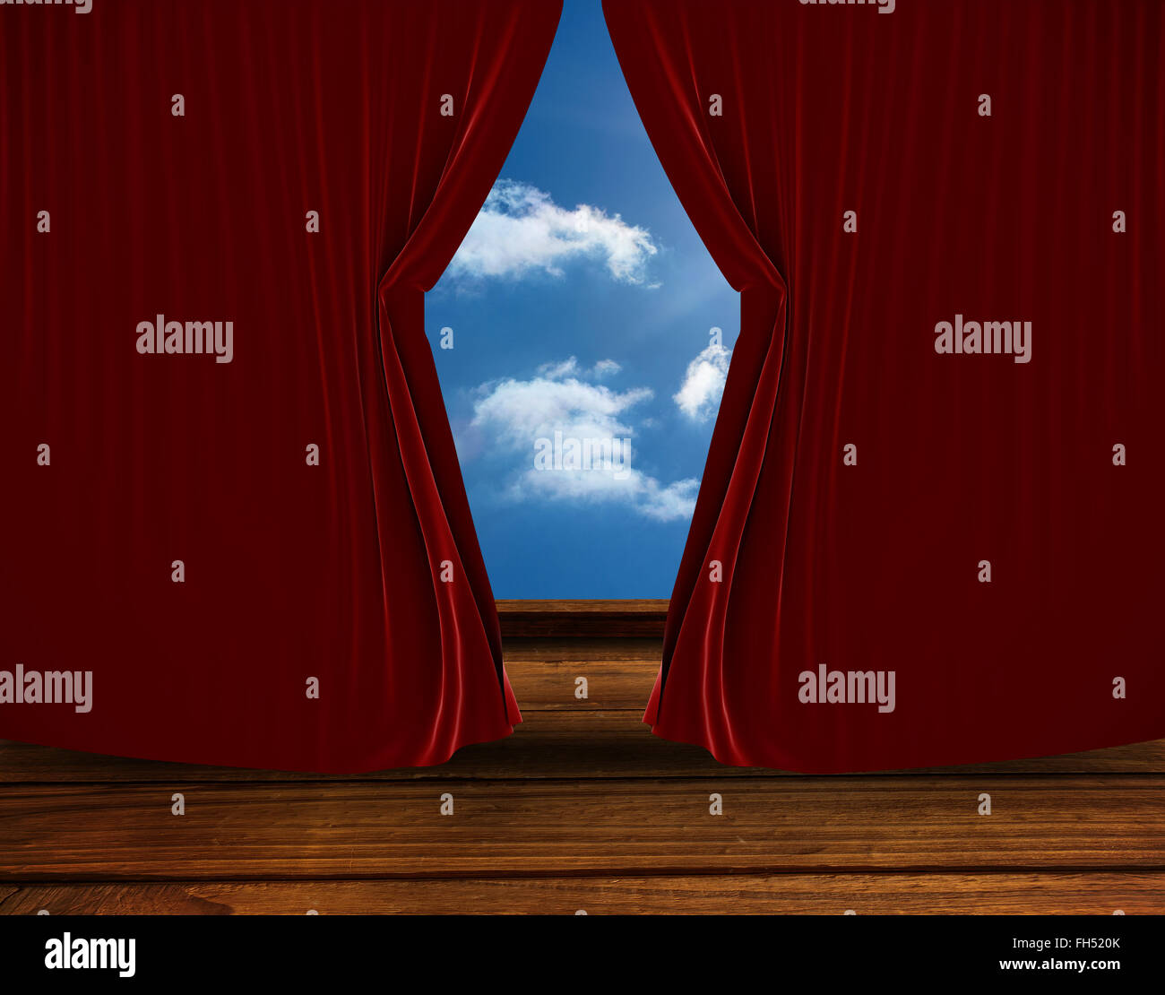 Red curtain pulling back Stock Photo Alamy