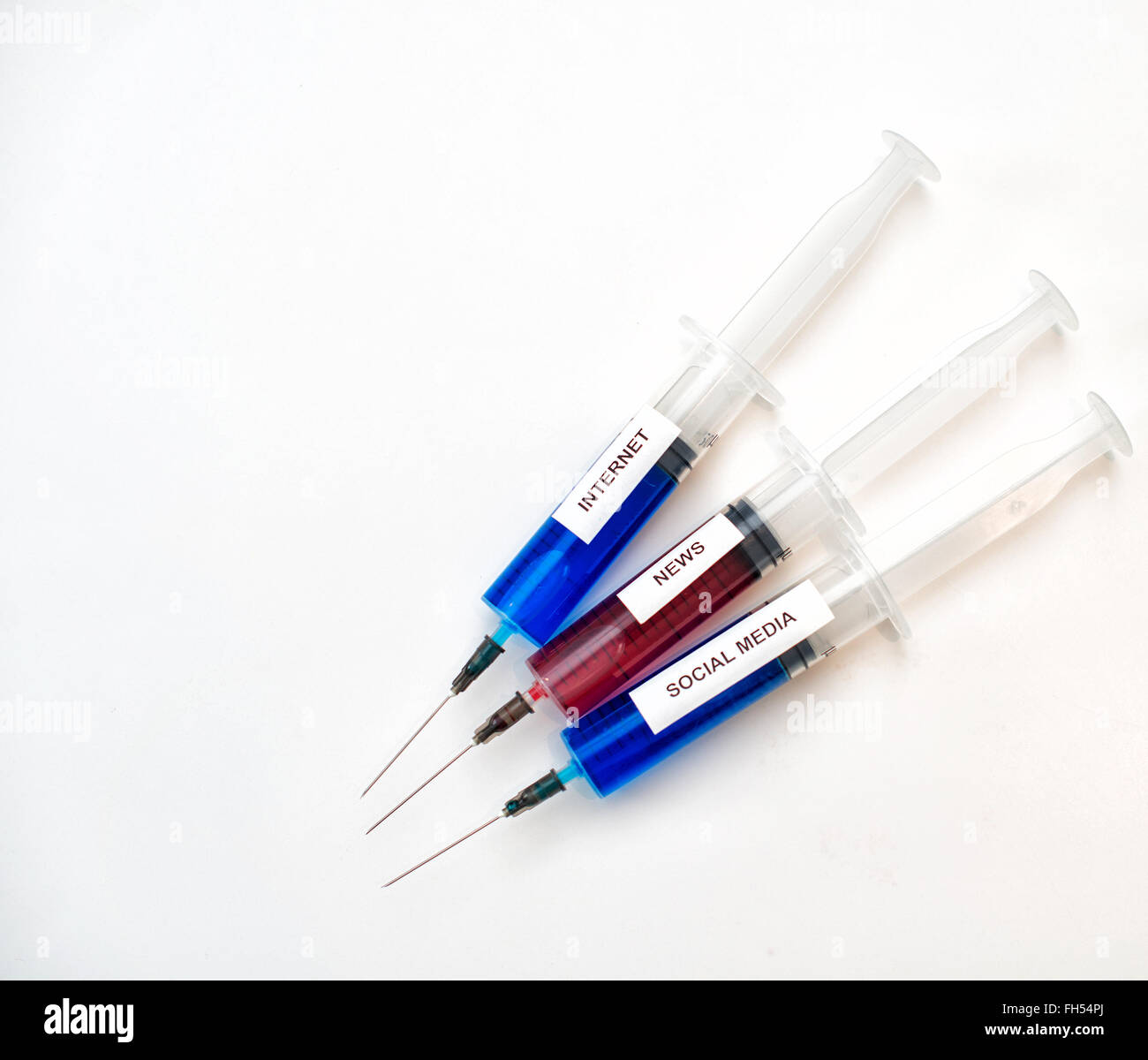 Modern addictions: Internet, News and Social Media. Stock Photo