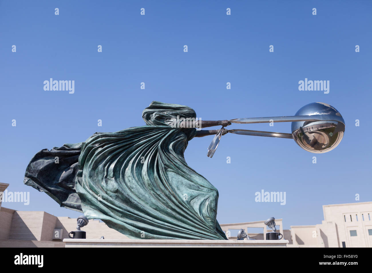 Katara Amphitheater statue - Force of Nature II by Lorenzo Quinn Stock Photo