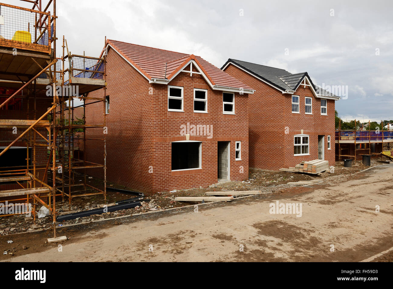 A construction site of new build houses in Lancashire UK Stock Photo