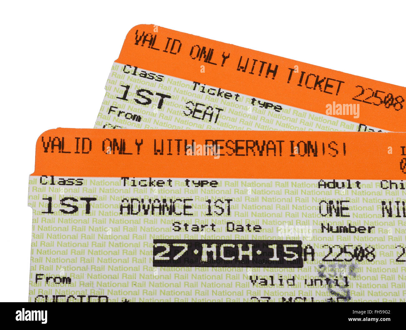 First class advance purchase train ticket Stock Photo Alamy