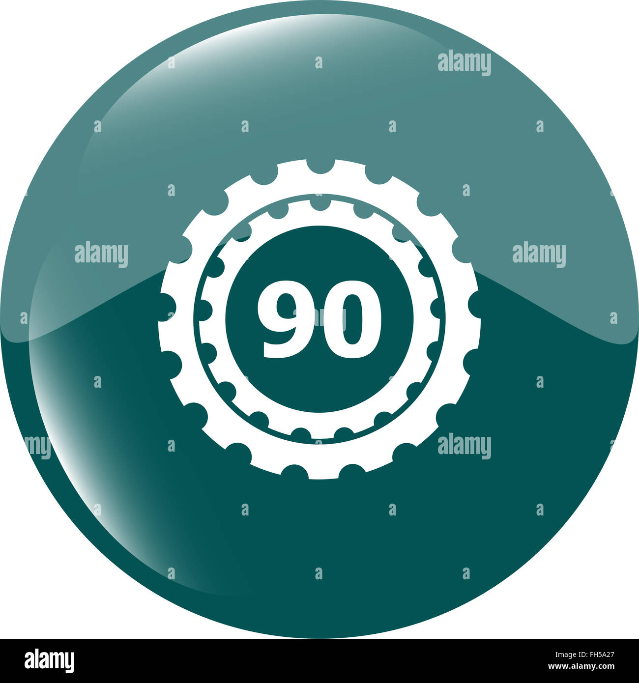 gears and number on web icon, web button isolated on white vector illustration Stock Photo