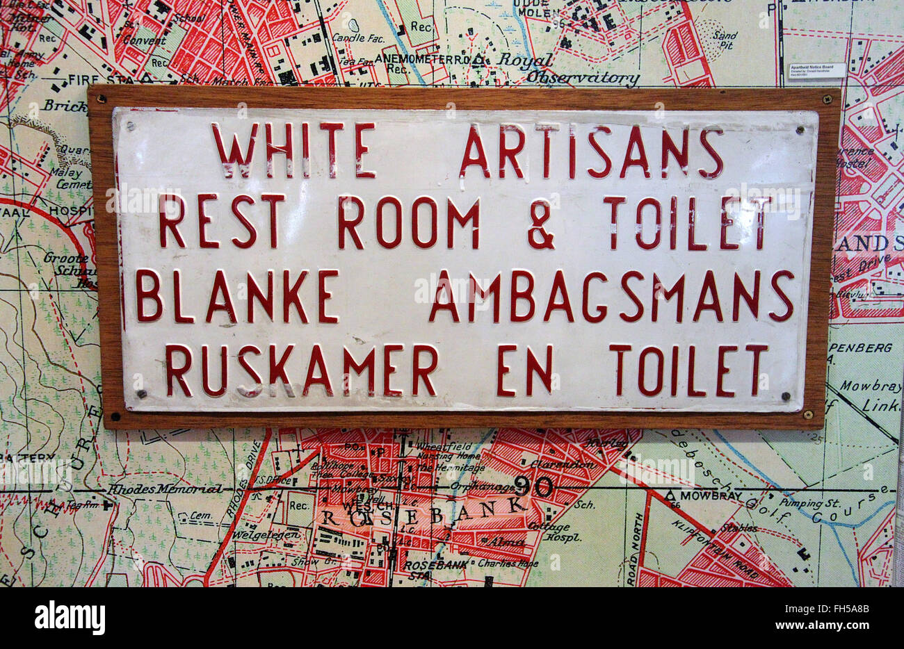 Historic sign from the apartheid era on display at the District 6 Museum in Cape Town Stock Photo