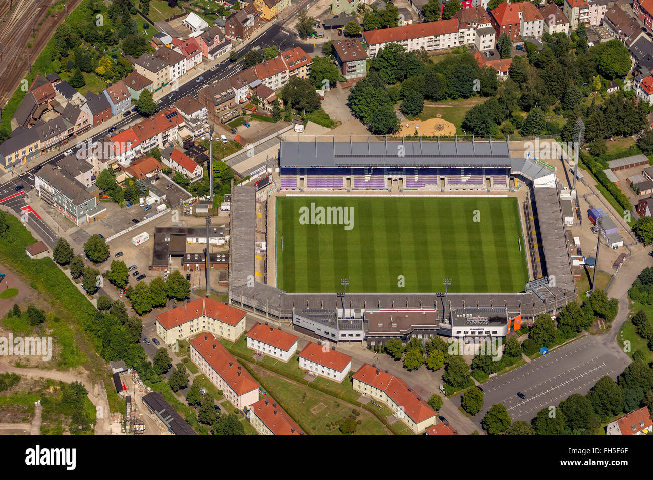 Aerial view, osnatel ARENA Stadium at the Bremen Bridge, Vfl Osnabruck Osnabruck, Germany, Europe, Aerial view, birds-eyes view, Stock Photo