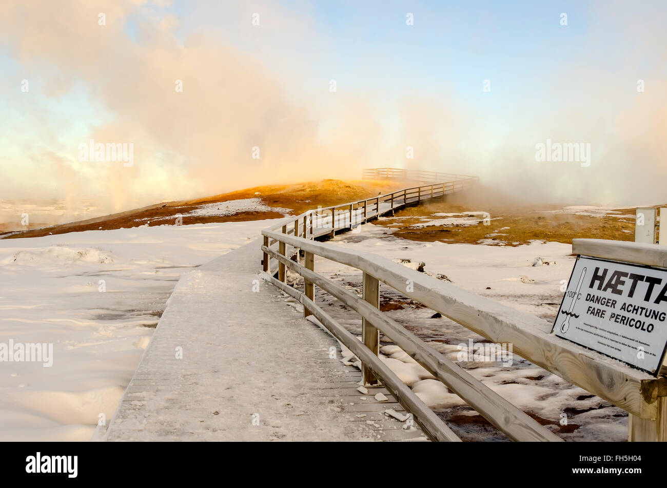 Gunnuhver Geothermal Area Hot Springs Boarding Reykjanes Iceland Stock Photo