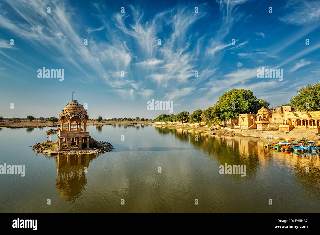 Indian landmark Gadi Sagar in Rajasthan Stock Photo