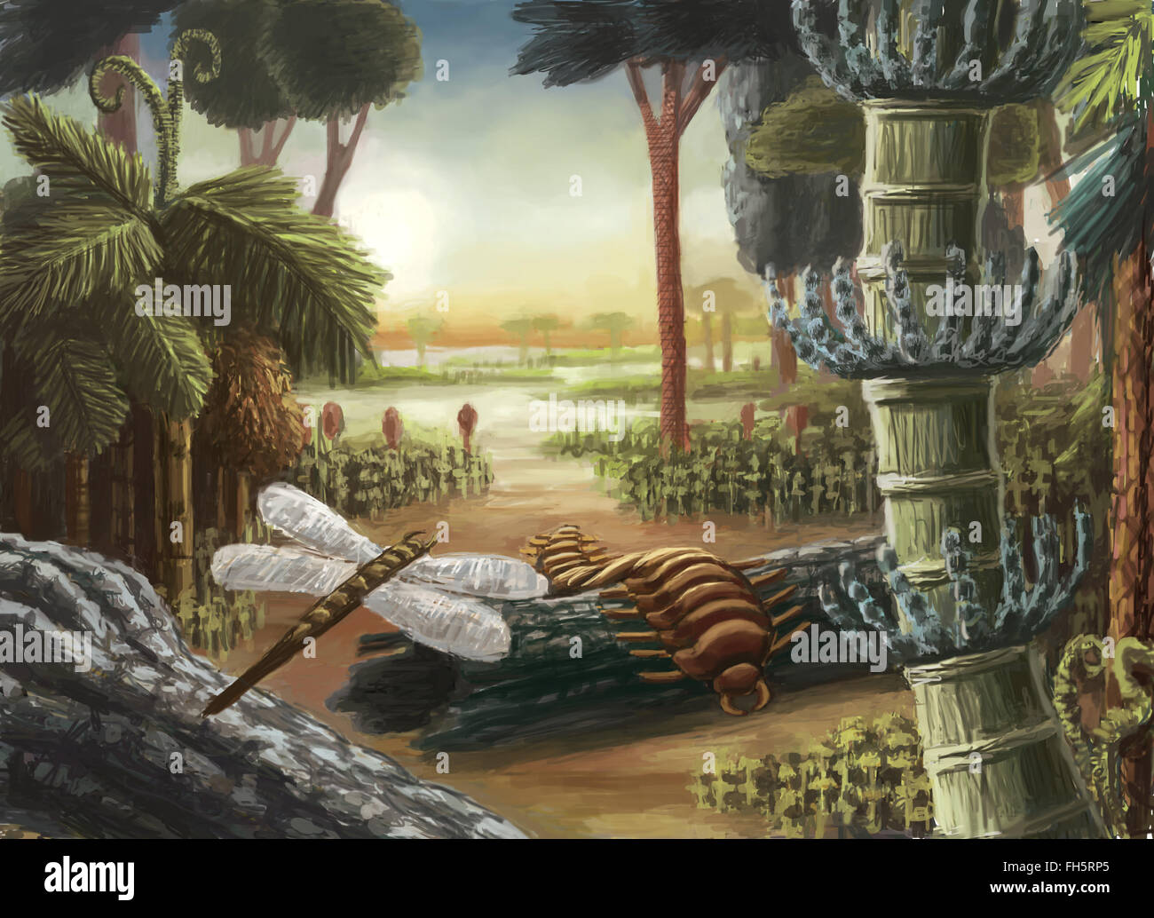 Carboniferous Landscape, Artwork Stock Photo