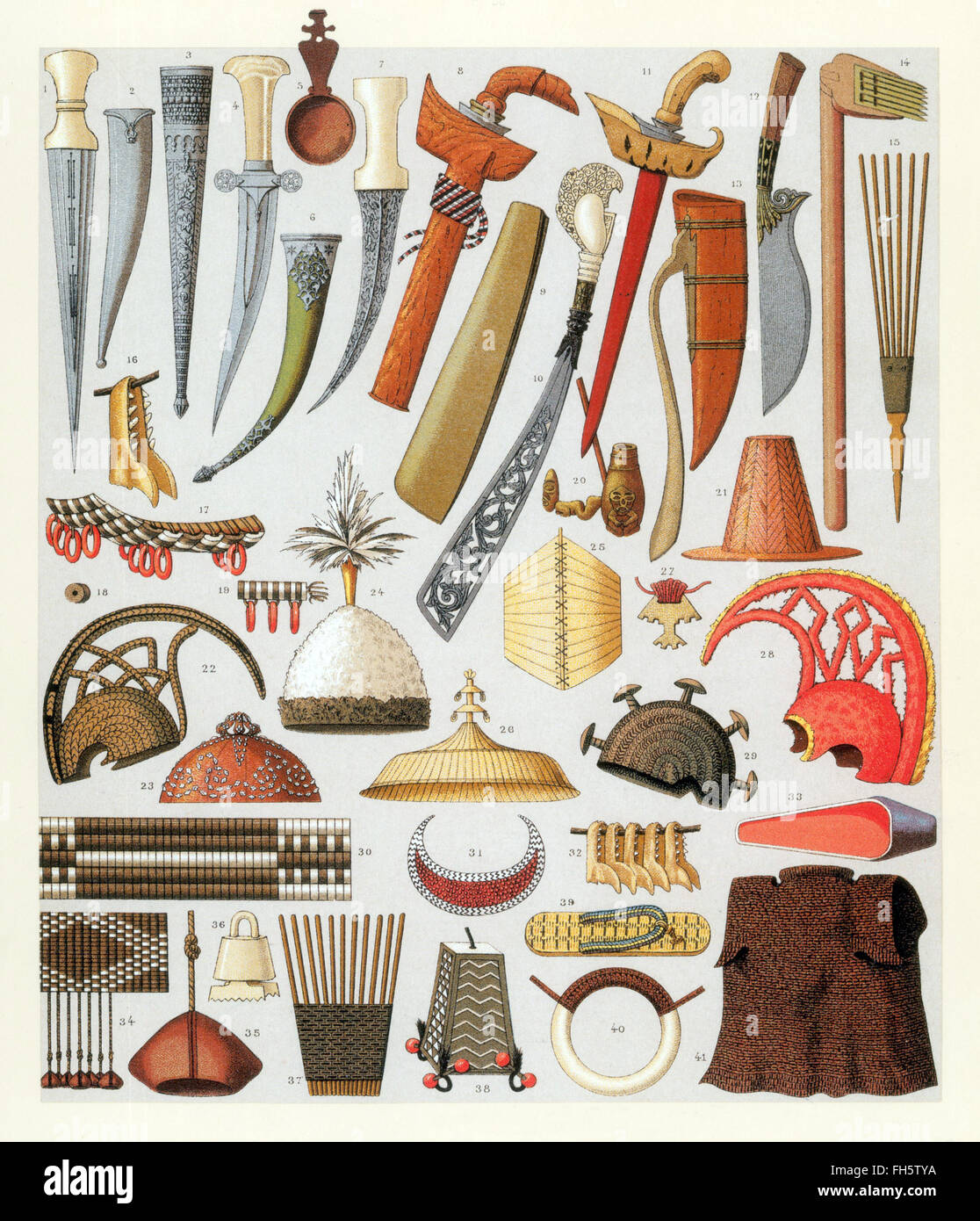 Oceania Islanders Weapons, 1880s Stock Photo