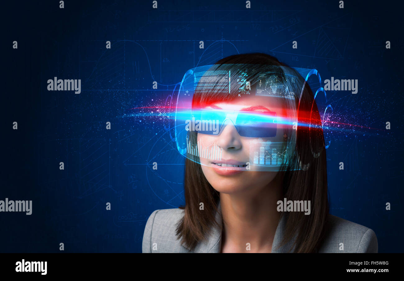 Future woman with high tech smart glasses Stock Photo Alamy