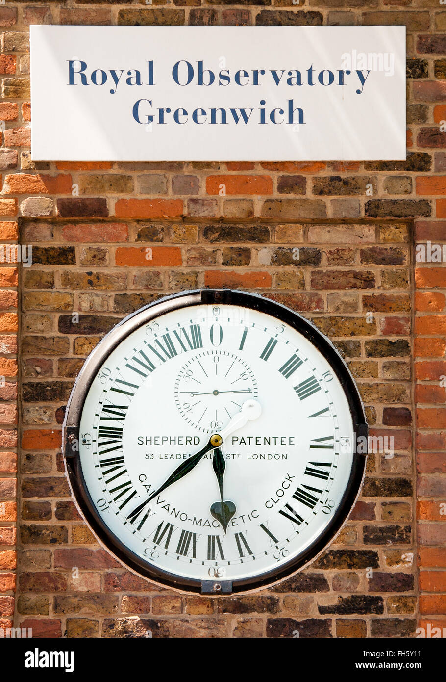 Twenty Four Hour Galvano Magnetic Clock at the Royal Observatory in Greenwich London UK Stock Photo