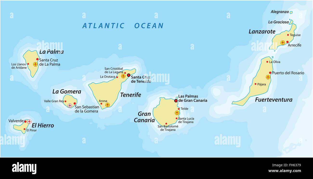 Canary Islands map Stock Vector