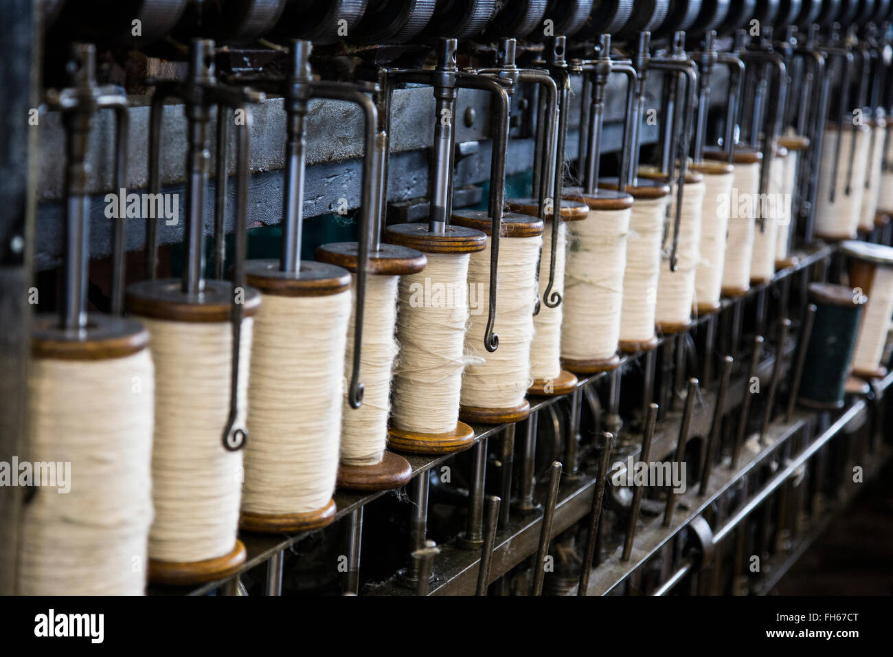 Old Weaving looms and spinning machinery at Bradford Industrial Museum