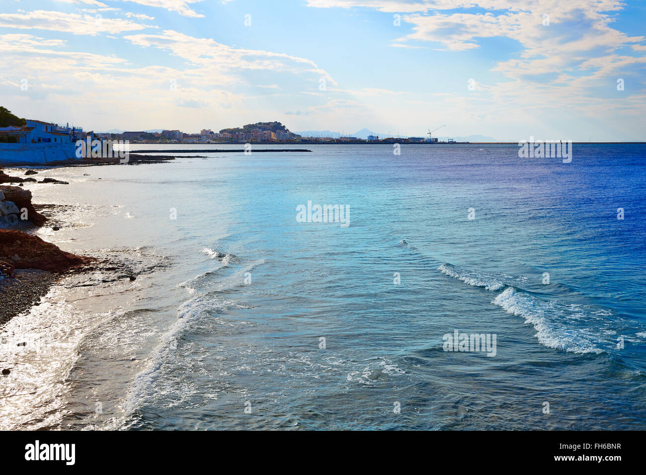 Denia beach Las Rotas in summer at Alicante Spain Stock Photo