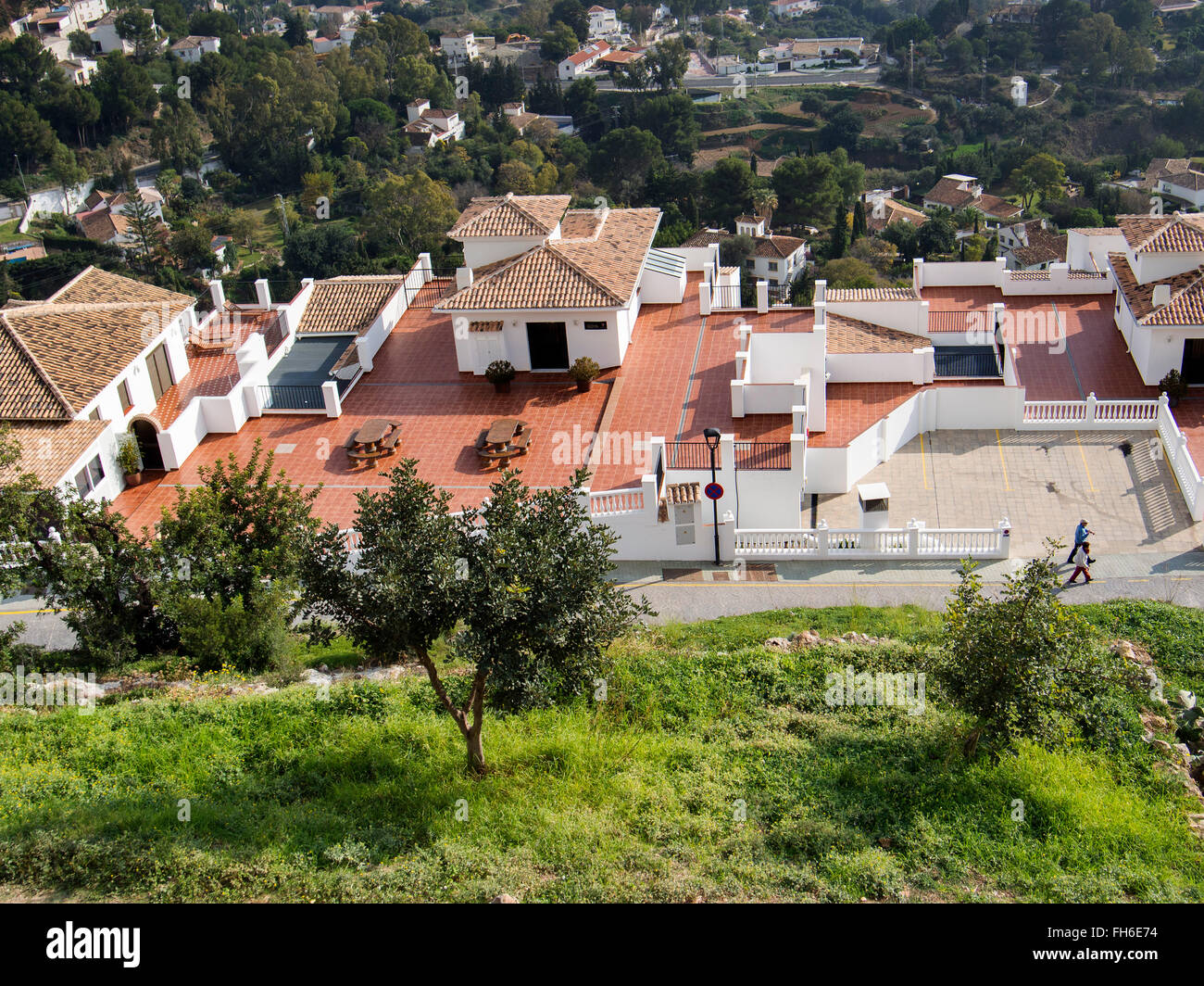 Hotel accommodation, white village Mijas, Malaga province Costa del Sol. Andalusia southern Spain Stock Photo