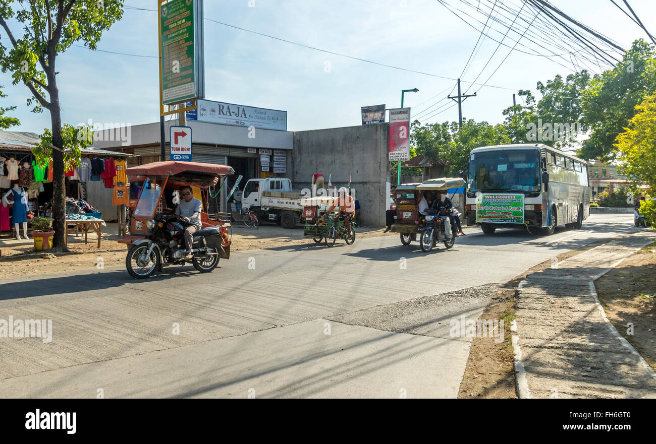 Motorcycle taxi's which are used all over South East Asia in this case Cebu,Visayas, Lapu-Lapu, Philippines Stock Photo