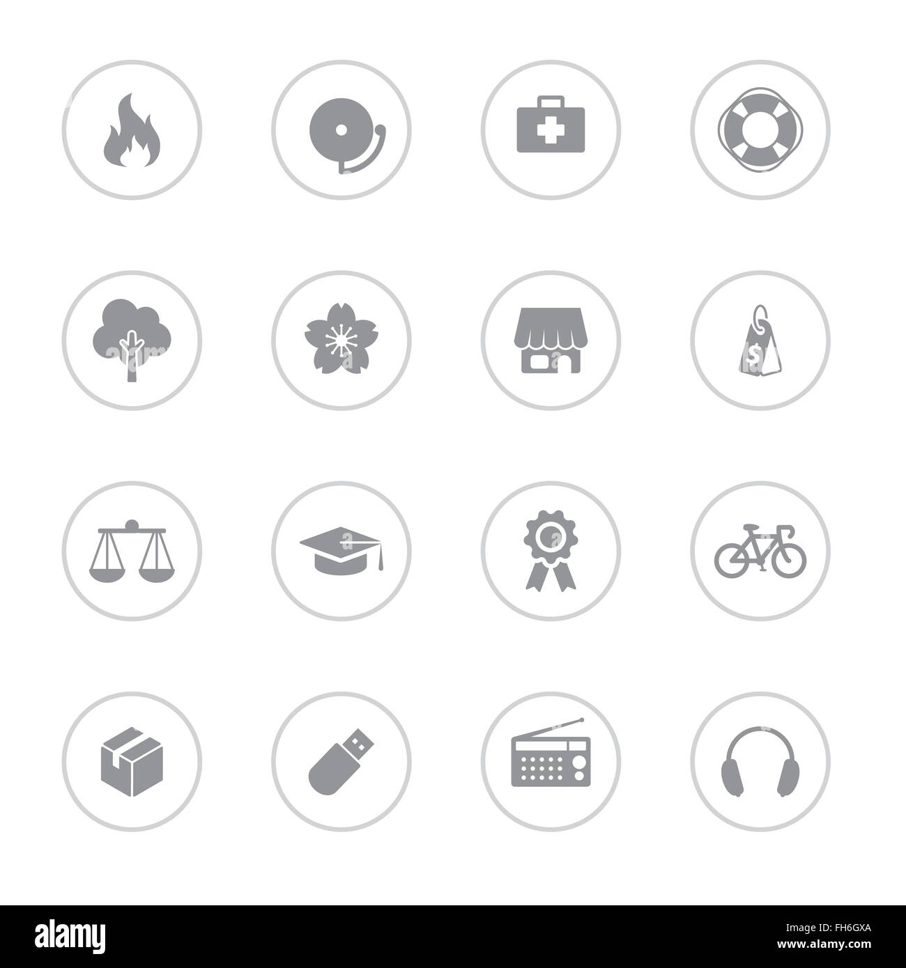 [JPEG] Gray simple flat icon set 6 with circle frame for web design, UI ...