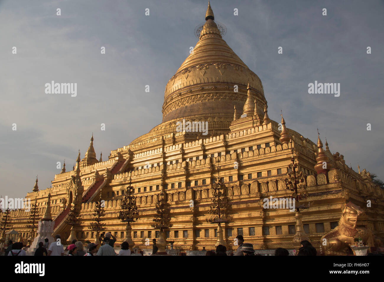 Central Stupa at the Shwezigon Pagoda Bagan,Myanmar Stock Photo