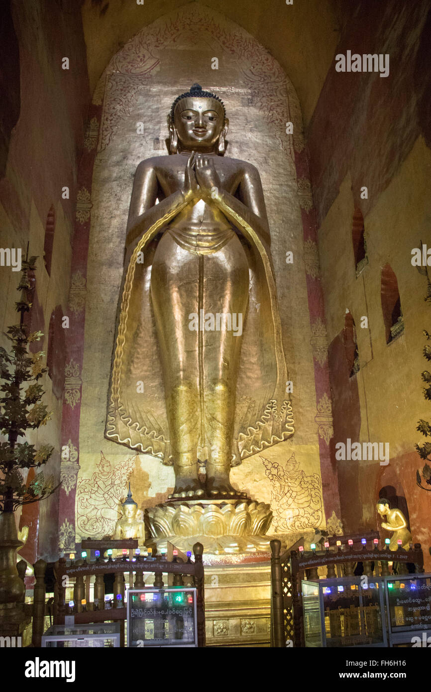 Standing Buddha in the Ananda Pagoda Bagan,Myanmar Stock Photo