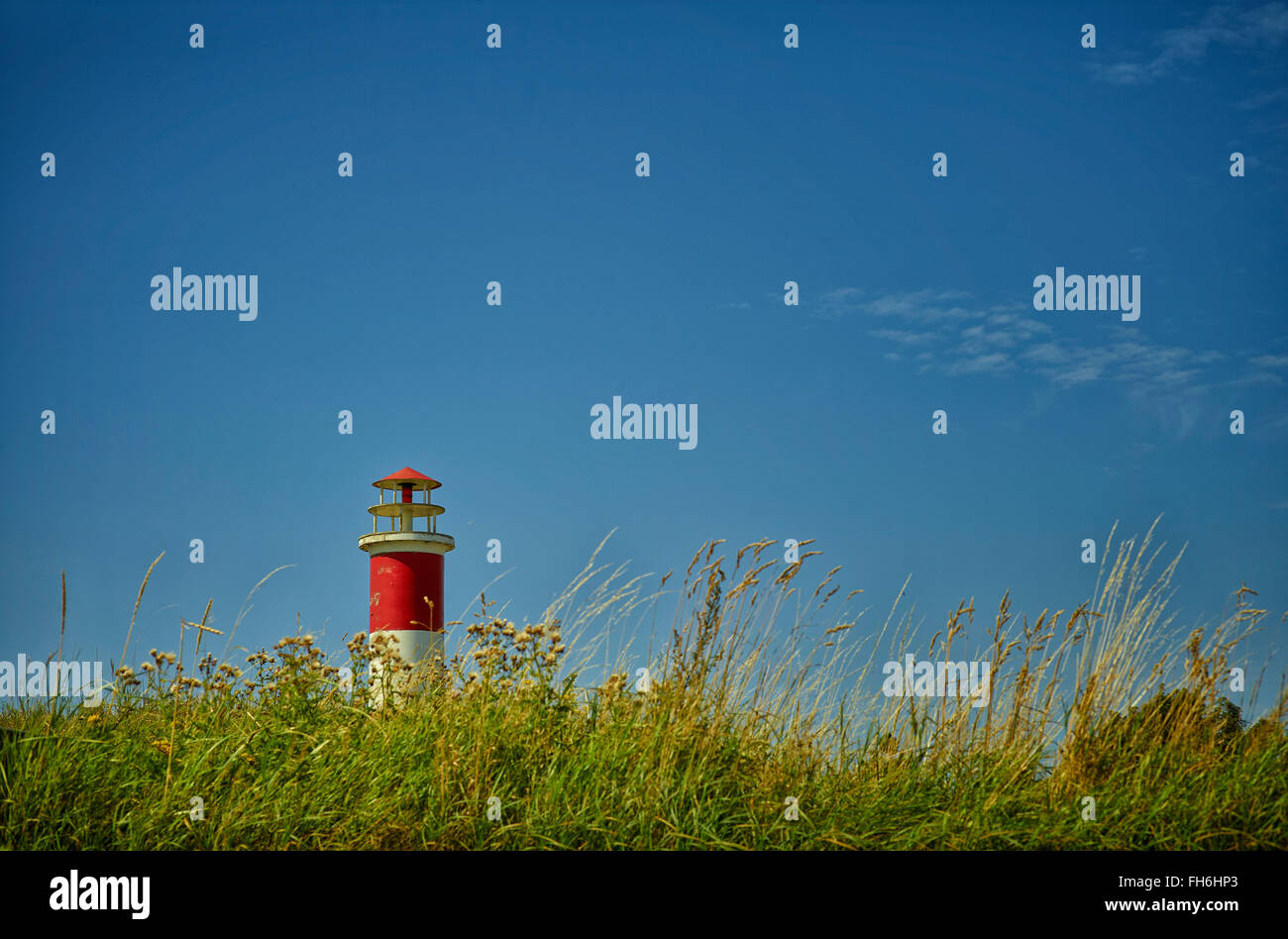 Germany, Dithmarschen, Friedrichskoog-Spitze, Mock lighthouse at the Seal Station Stock Photo