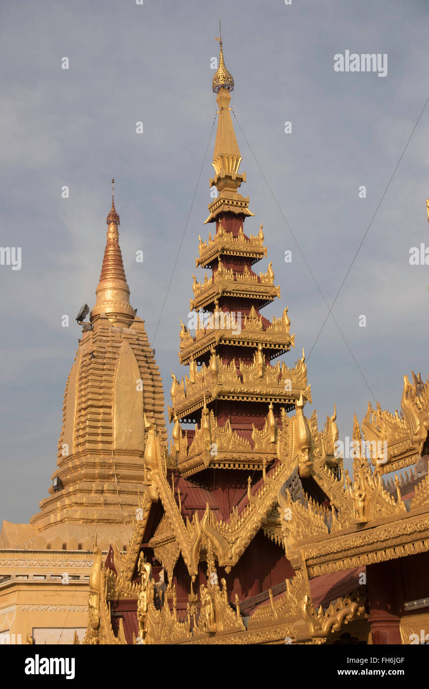 Shrines at the Shwezigon Pagoda Bagan,Myanmar Stock Photo