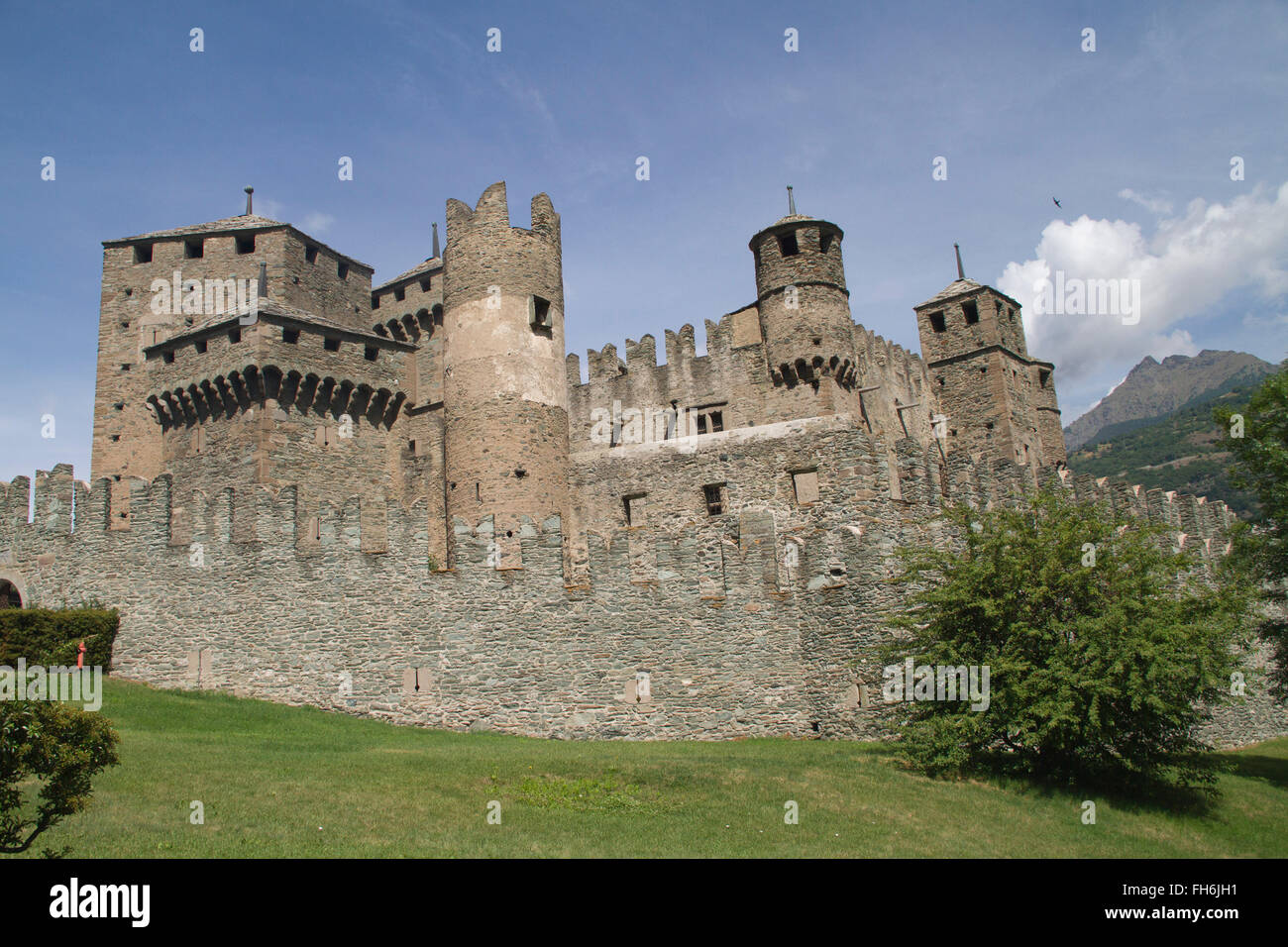 Fenis Castle (Castello di Fenis) Aosta Valley,Italy Stock Photo