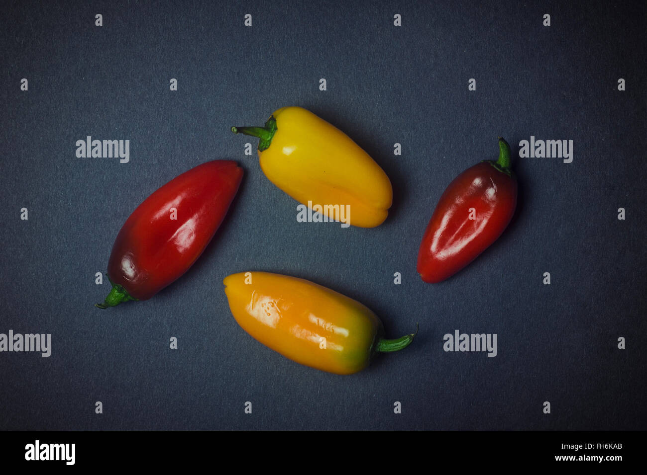Yellow and Red Vegetable Peppers on Dark Background Stock Photo Alamy