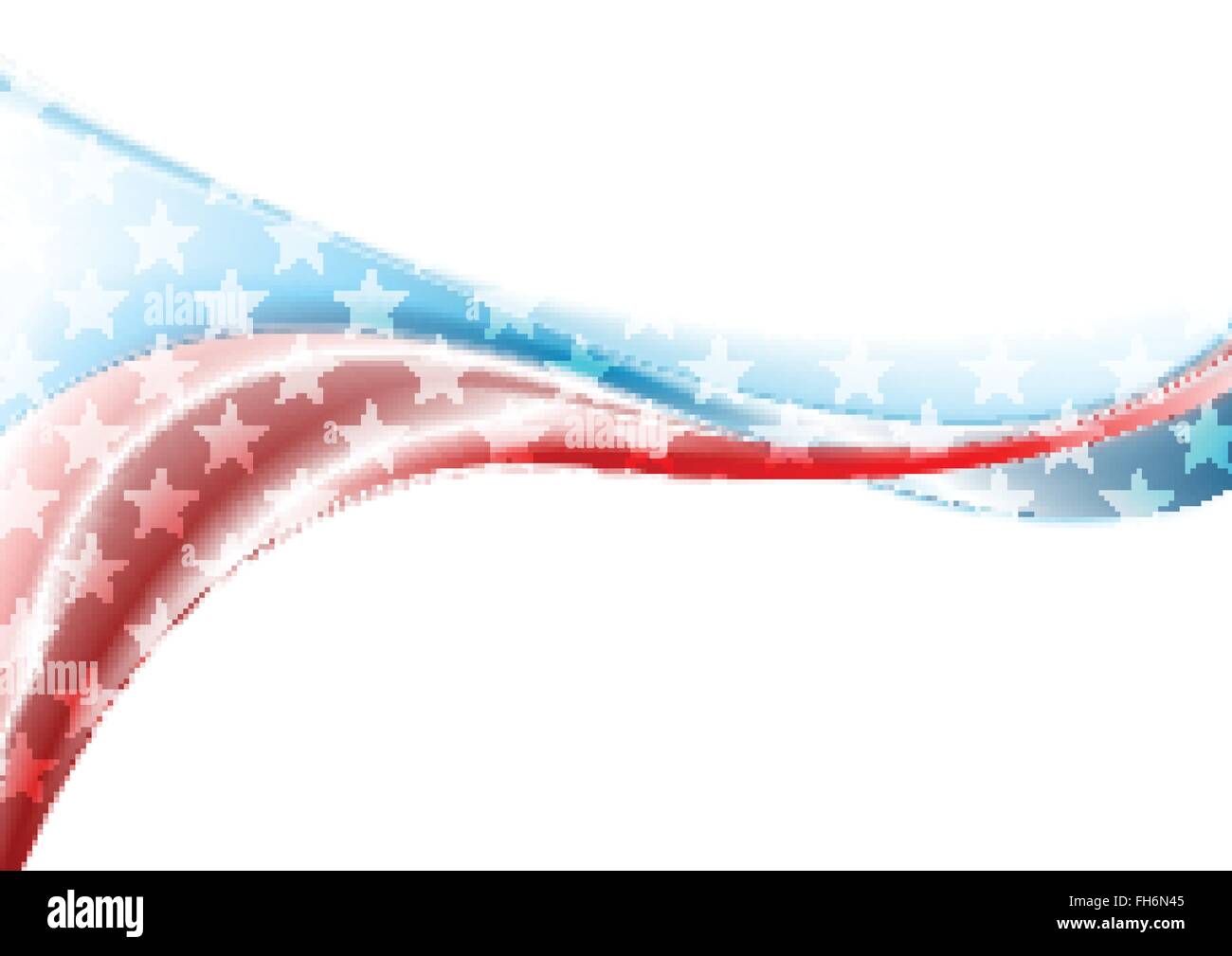 Presidents Day abstract wavy USA colors background with stars. Vector design Stock Vector