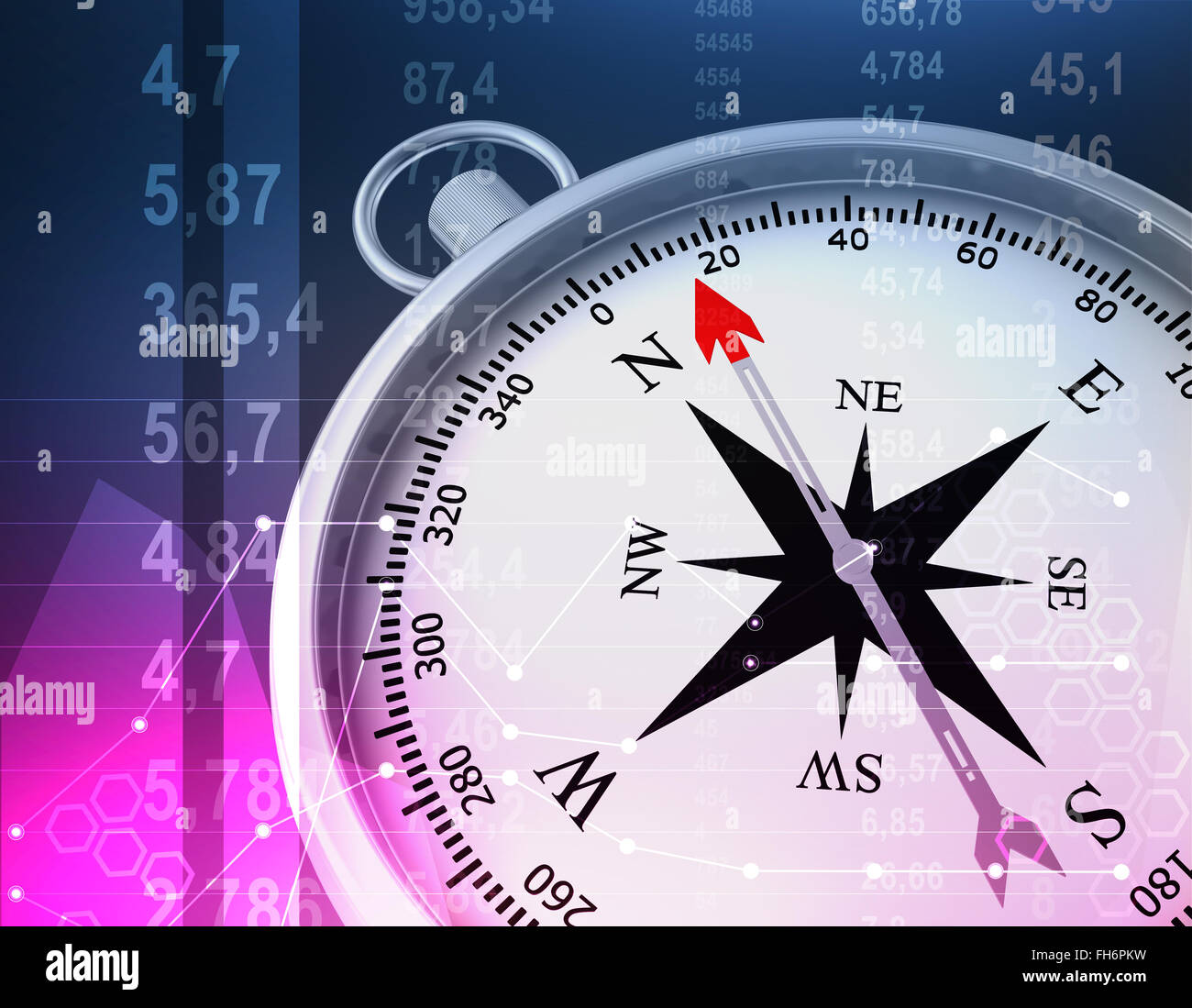 Abstract illustration with compass and random numbers Stock Photo - Alamy