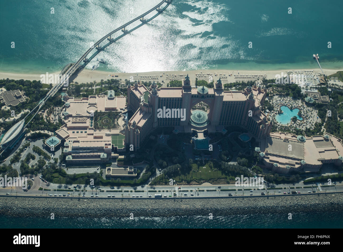 Dubai, United Arabic Emirates - October 17, 2014: The Atlantis The Palm Hotel on the artificial palm island. Stock Photo