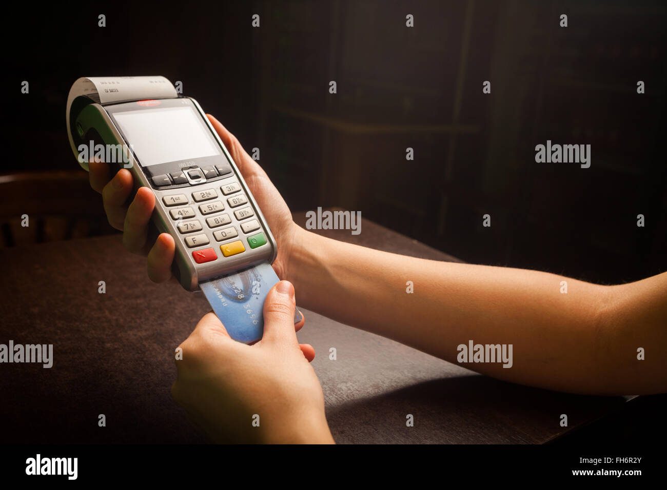 Color image of a POS and credit cards Stock Photo - Alamy