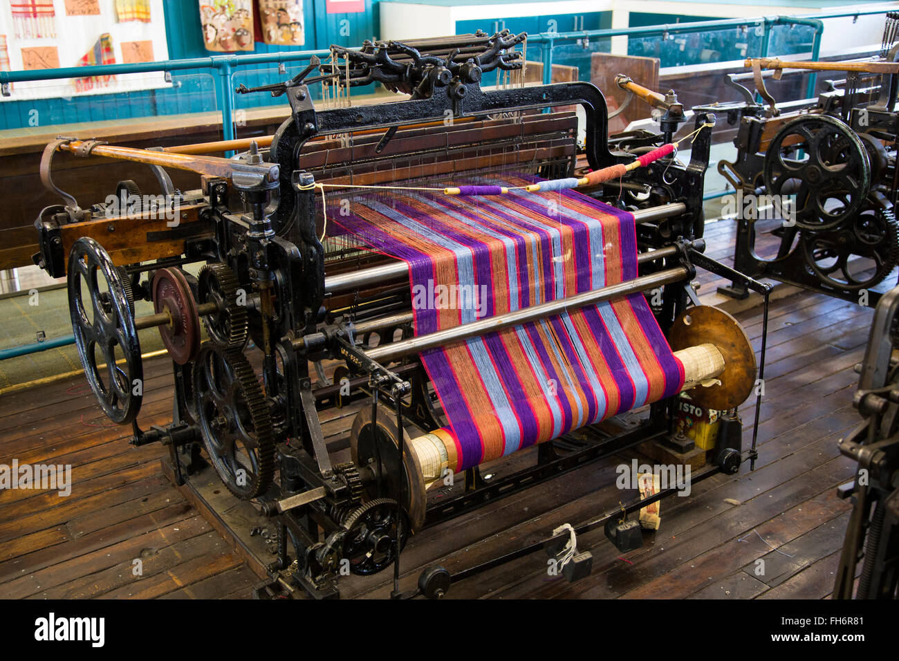 Old Weaving looms and spinning machinery at Bradford Industrial Museum