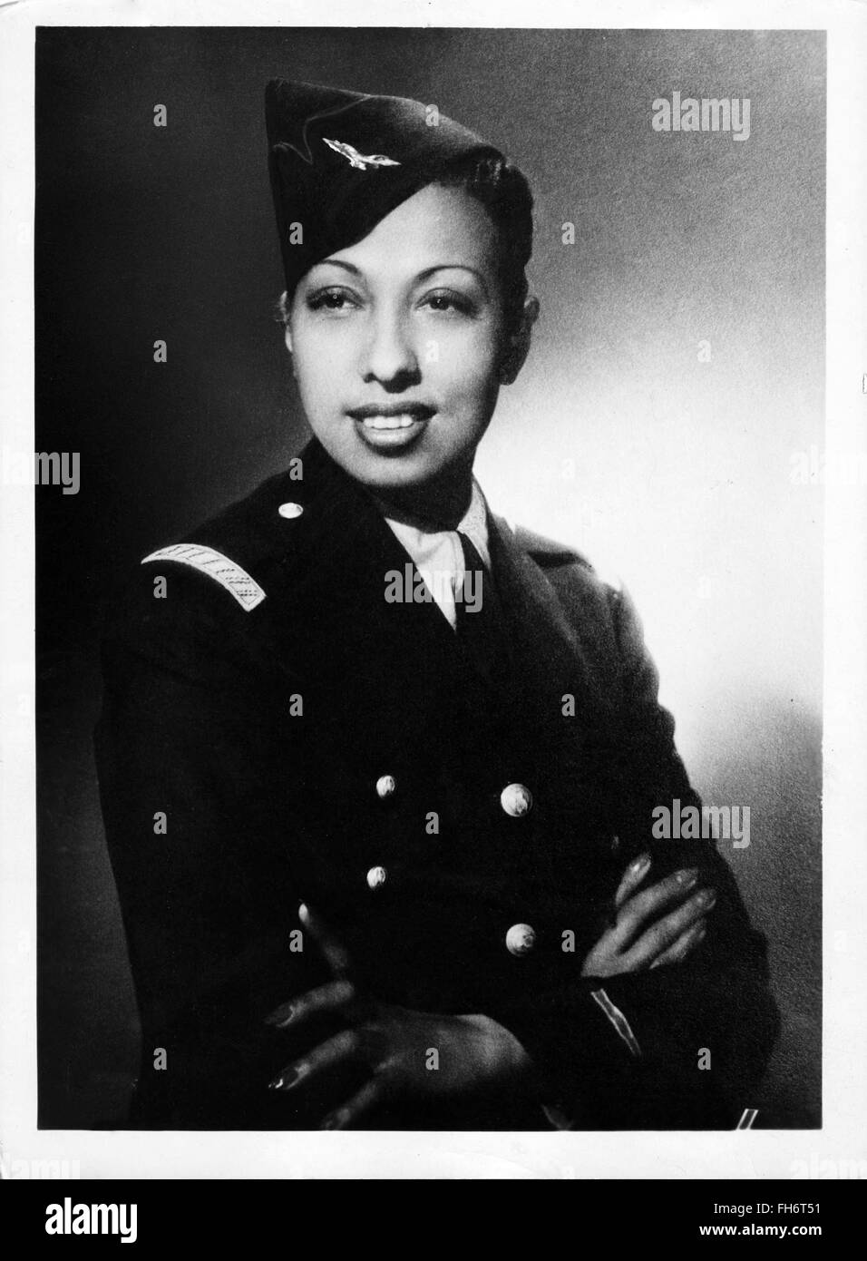 Portrait of Josephine Baker  in uniform  - WWII Stock Photo
