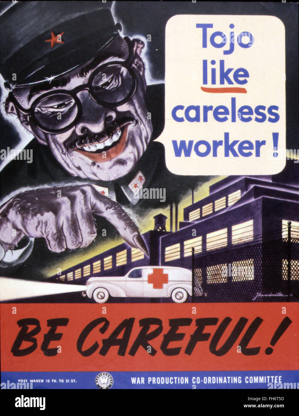 Tojo Like Careless Worker - US Propaganda Poster - WWII Stock Photo