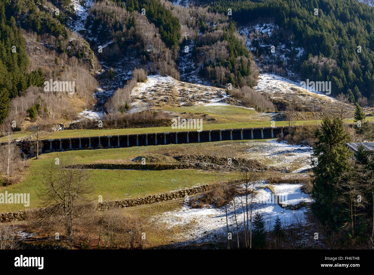 open gallery of Gotthard highway near Wassen , Switzerland Stock Photo