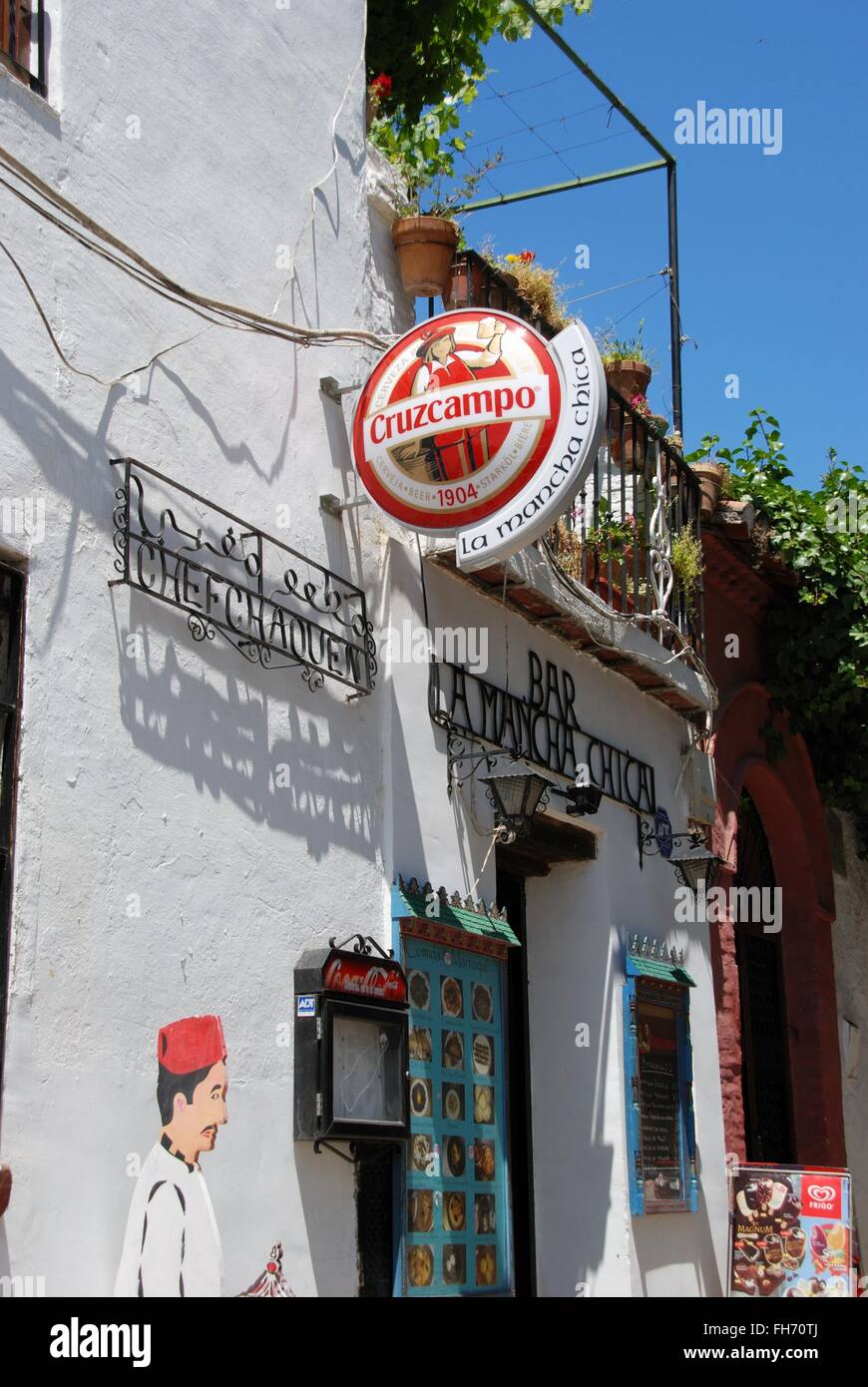 La Mancha Chica Bar in the Albaicin District, Granada, Granada Province, Andalusia, Spain, Western Europe. Stock Photo