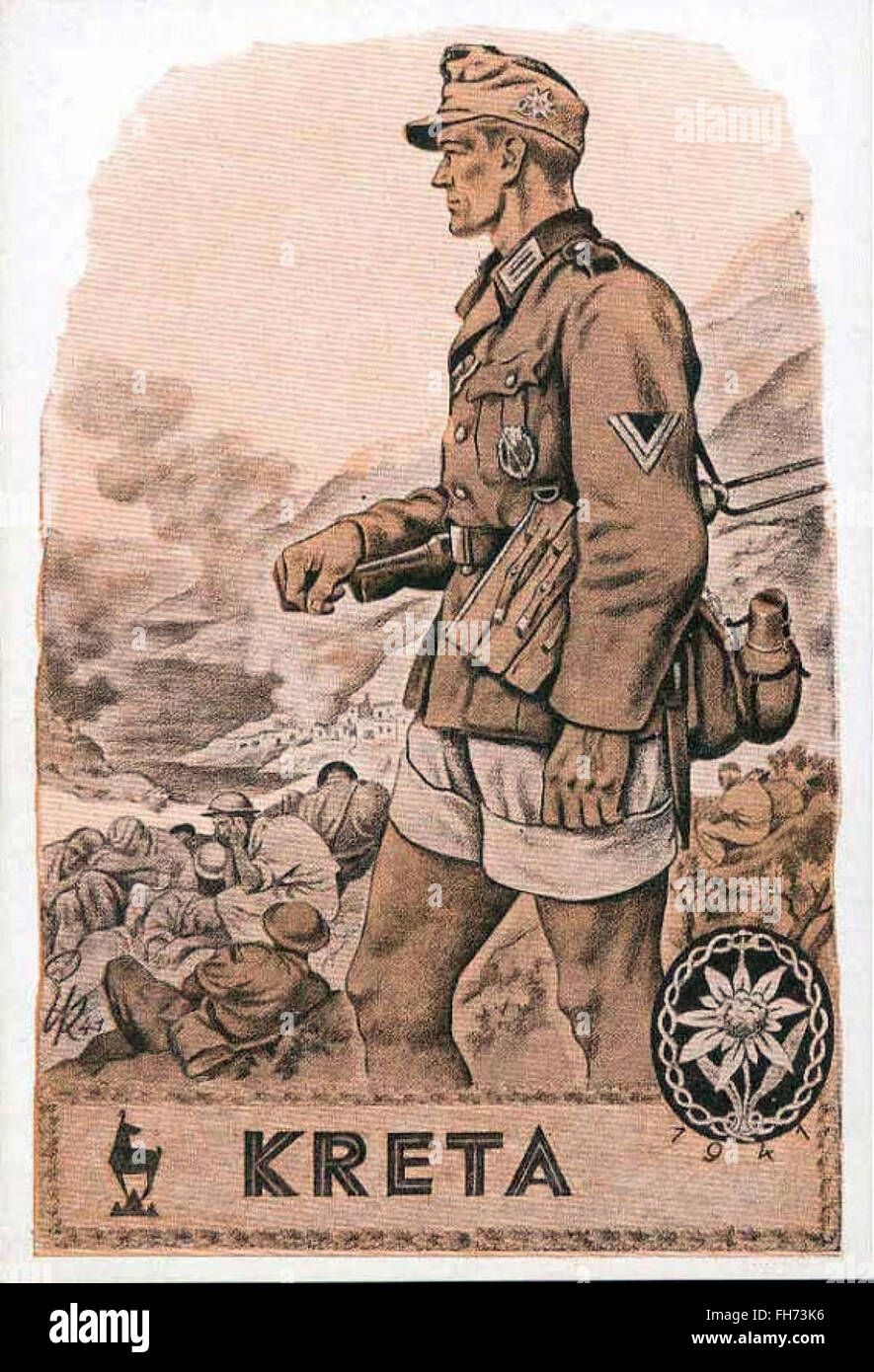 Kreta - Crete - German Nazi Propaganda Poster - WWII Stock Photo