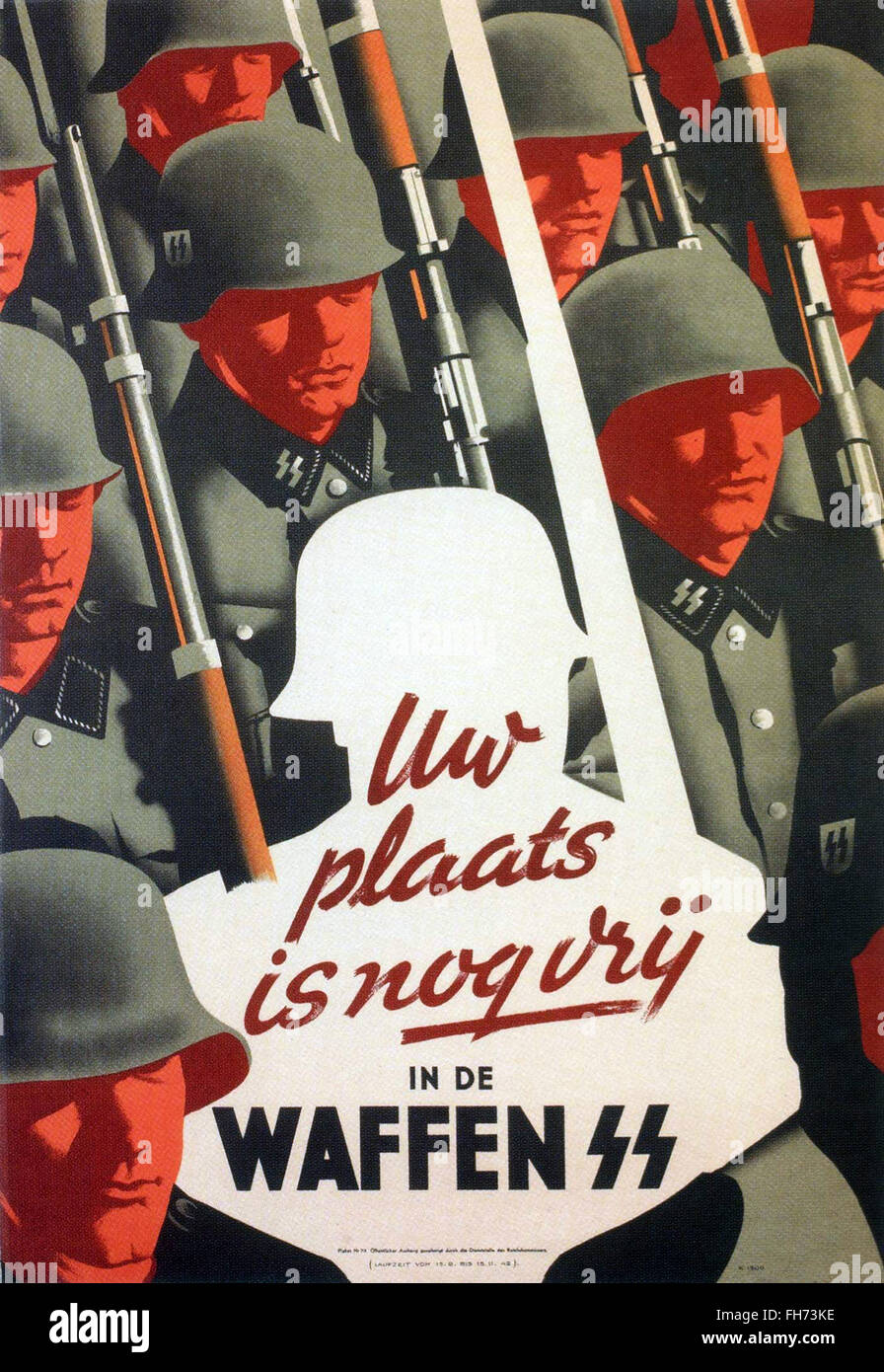 Waffen SS -   Nazi Propaganda Poster - WWII Stock Photo